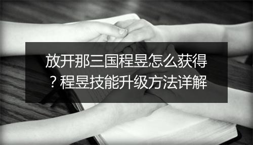 放开那三国程昱怎么获得？程昱技能升级方法详解