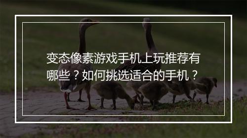 变态像素游戏手机上玩推荐有哪些?如何挑选适合的手机?