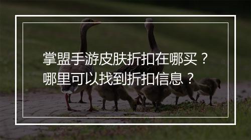掌盟手游皮肤折扣在哪买？哪里可以找到折扣信息？