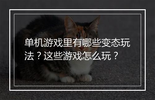 单机游戏里有哪些变态玩法?这些游戏怎么玩?