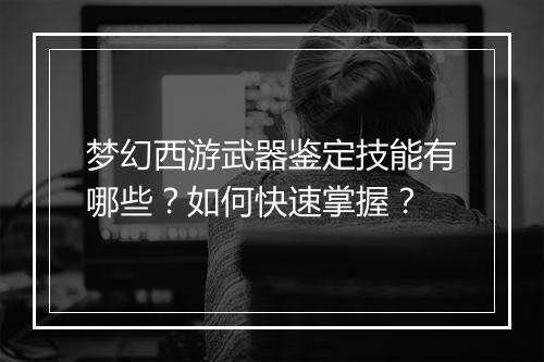梦幻西游武器鉴定技能有哪些？如何快速掌握？