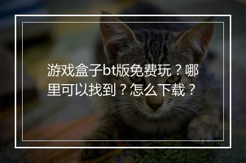 游戏盒子bt版免费玩?哪里可以找到?怎么下载?