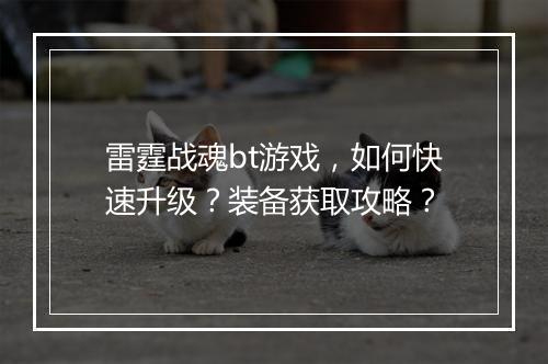 雷霆战魂bt游戏,如何快速升级?装备获取攻略?