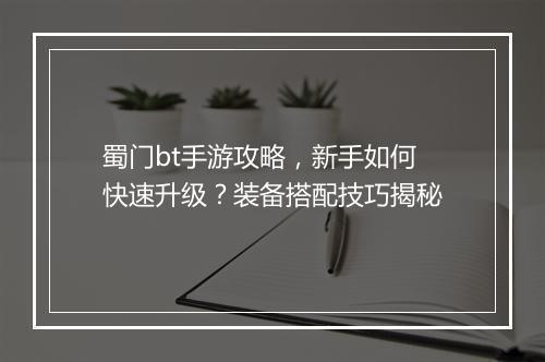 蜀门bt手游攻略,新手如何快速升级?装备搭配技巧揭秘
