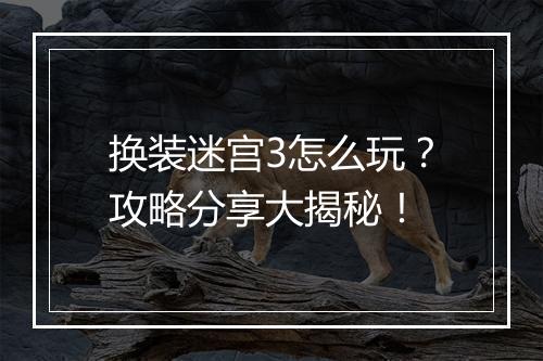 换装迷宫3怎么玩?攻略分享大揭秘!