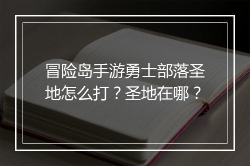 冒险岛手游勇士部落圣地怎么打？圣地在哪？