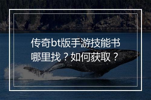 传奇bt版手游技能书哪里找?如何获取?