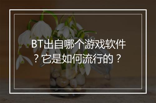 BT出自哪个游戏软件?它是如何流行的?