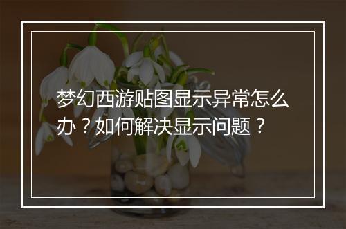 梦幻西游贴图显示异常怎么办？如何解决显示问题？