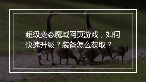 超级变态魔域网页游戏,如何快速升级?装备怎么获取?