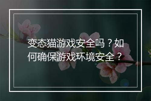 变态猫游戏安全吗?如何确保游戏环境安全?