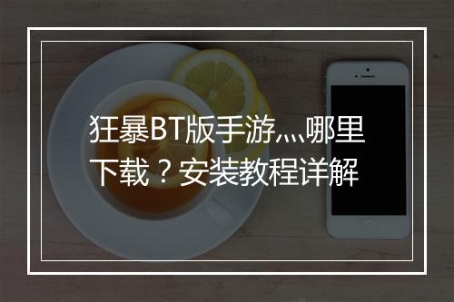狂暴BT版手游灬哪里下载?安装教程详解