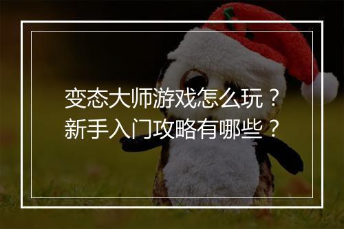 变态大师游戏怎么玩？新手入门攻略有哪些？