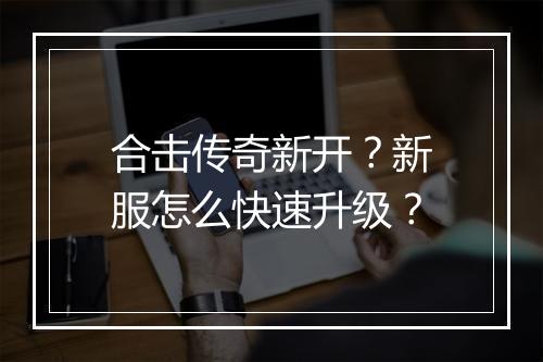 合击传奇新开?新服怎么快速升级?