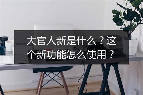 大官人新是什么?这个新功能怎么使用?
