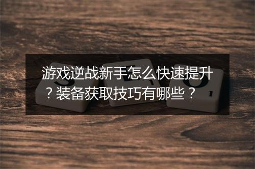 游戏逆战新手怎么快速提升?装备获取技巧有哪些?
