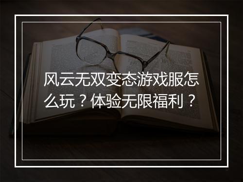 风云无双变态游戏服怎么玩?体验无限福利?