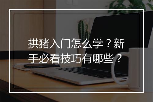 拱猪入门怎么学?新手必看技巧有哪些?