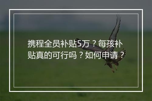 携程全员补贴5万？每孩补贴真的可行吗？如何申请？