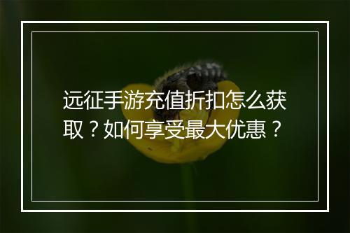 远征手游充值折扣怎么获取?如何享受最大优惠?