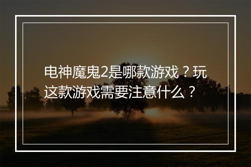 电神魔鬼2是哪款游戏？玩这款游戏需要注意什么？