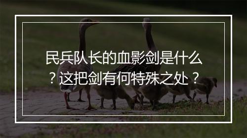 民兵队长的血影剑是什么?这把剑有何特殊之处?