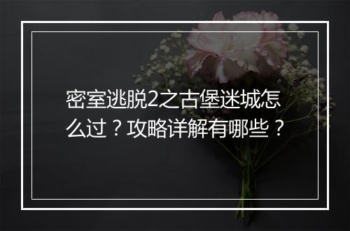 密室逃脱2之古堡迷城怎么过?攻略详解有哪些?