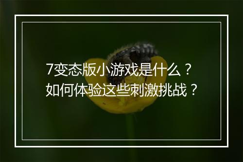7变态版小游戏是什么?如何体验这些刺激挑战?