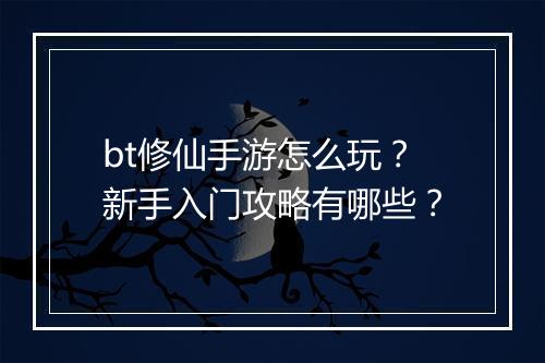 bt修仙手游怎么玩?新手入门攻略有哪些?
