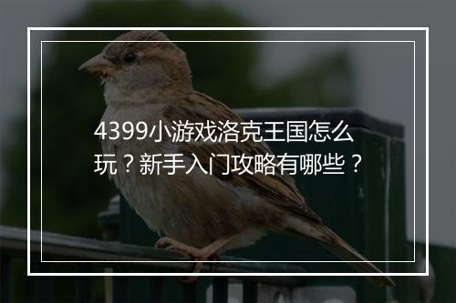 4399小游戏洛克王国怎么玩？新手入门攻略有哪些？