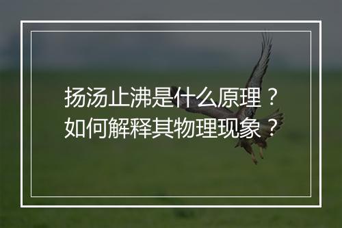 扬汤止沸是什么原理？如何解释其物理现象？