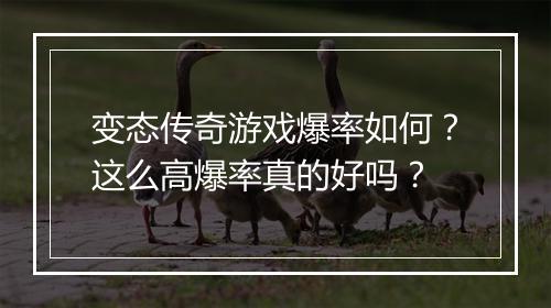 变态传奇游戏爆率如何？这么高爆率真的好吗？
