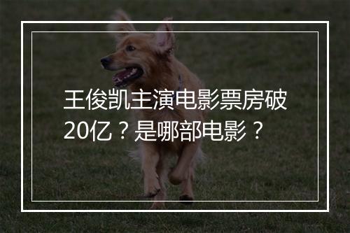王俊凯主演电影票房破20亿？是哪部电影？