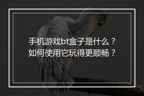 手机游戏bt盒子是什么?如何使用它玩得更顺畅?