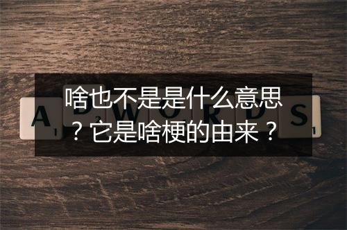 啥也不是是什么意思?它是啥梗的由来?