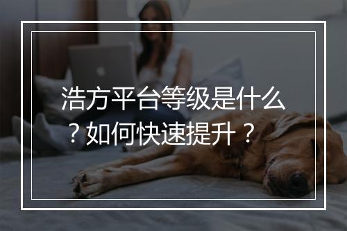 浩方平台等级是什么？如何快速提升？
