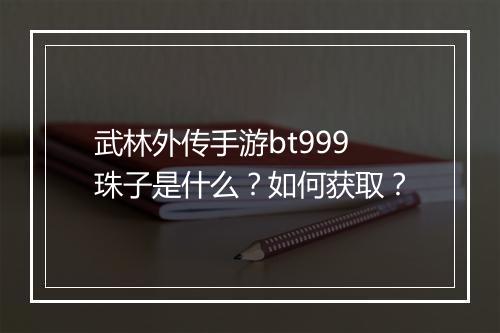 武林外传手游bt999珠子是什么?如何获取?