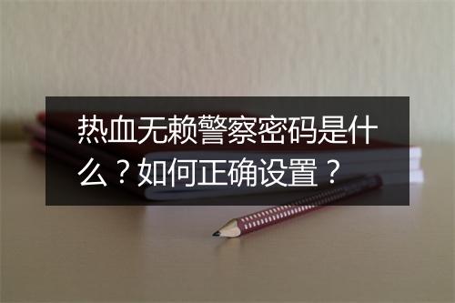 热血无赖警察密码是什么?如何正确设置?