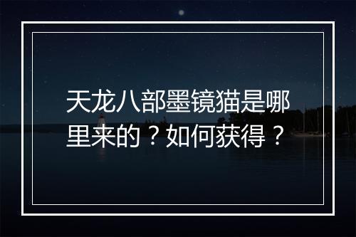 天龙八部墨镜猫是哪里来的？如何获得？