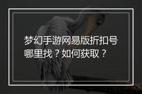 梦幻手游网易版折扣号哪里找?如何获取?