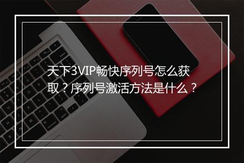 天下3VIP畅快序列号怎么获取?序列号激活方法是什么?