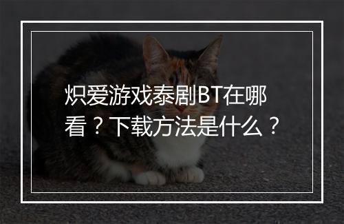 炽爱游戏泰剧BT在哪看?下载方法是什么?