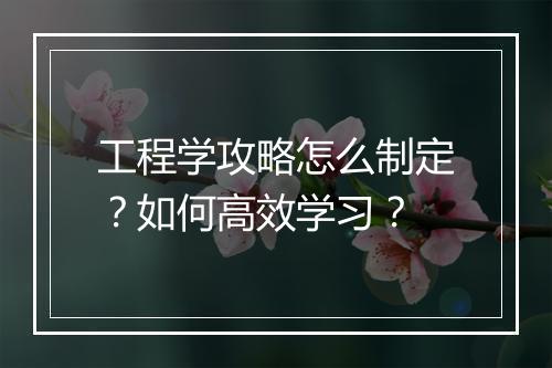 工程学攻略怎么制定？如何高效学习？