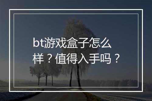 bt游戏盒子怎么样？值得入手吗？