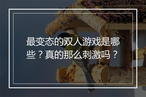 最变态的双人游戏是哪些?真的那么刺激吗?