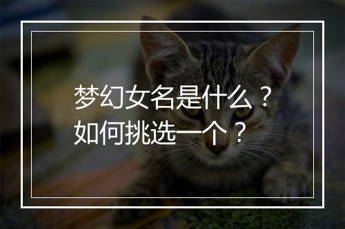 梦幻女名是什么?如何挑选一个?