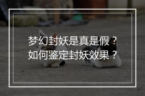 梦幻封妖是真是假？如何鉴定封妖效果？