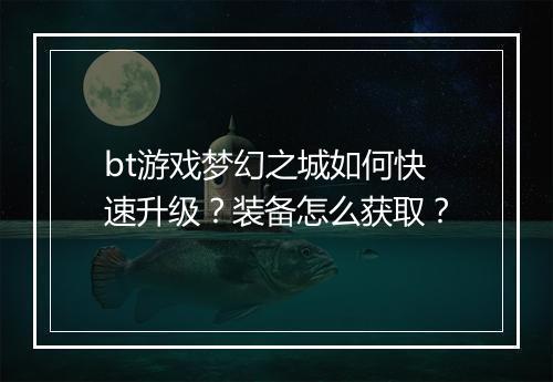 bt游戏梦幻之城如何快速升级？装备怎么获取？