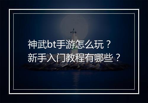 神武bt手游怎么玩？新手入门教程有哪些？
