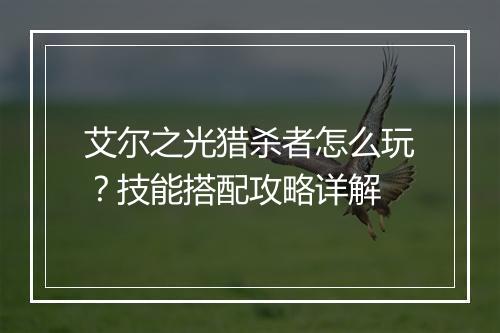 艾尔之光猎杀者怎么玩？技能搭配攻略详解
